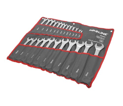 PROLINE 35324 Klucze płasko-oczkowe 6-32 mm CrV zestaw 24 el. DIN 3113