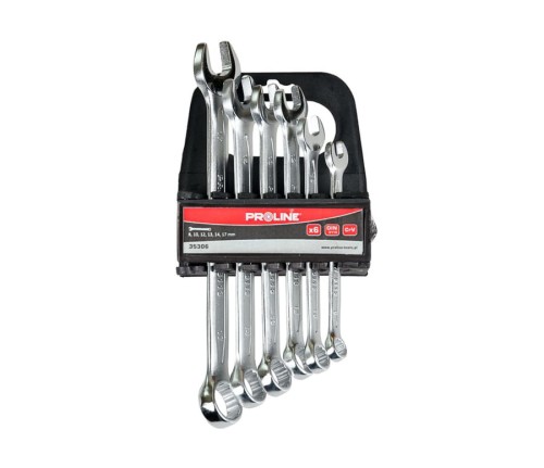 PROLINE 35306 Klucze płasko-oczkowe 8-17 mm CrV zestaw 6 el. DIN 3113