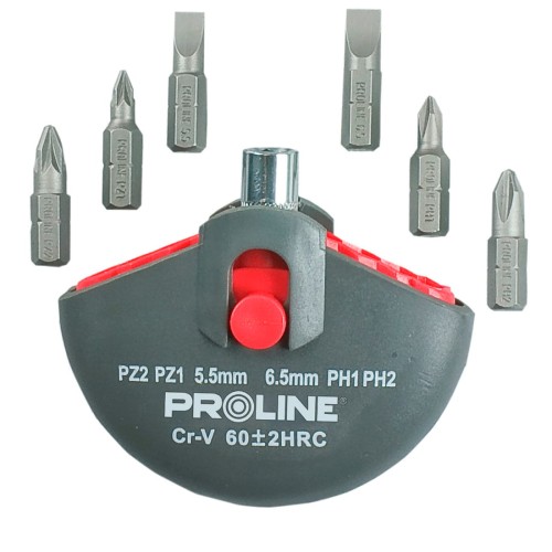 PROLINE 10697 Zestaw końcówek wkrętakowych / bitów PH, PZ, SL, 7el.