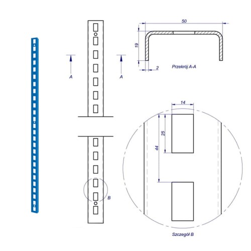 JOTKEL 23602 Listwa do mocowania tablic perforowanych L=1500 mm