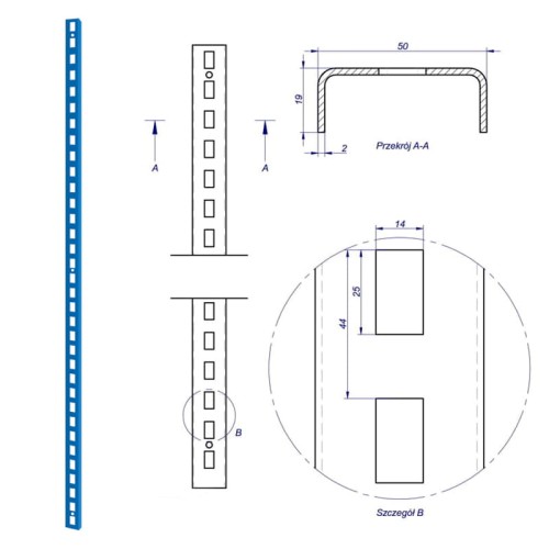 JOTKEL 23601 Listwa do mocowania tablic perforowanych L=2000 mm
