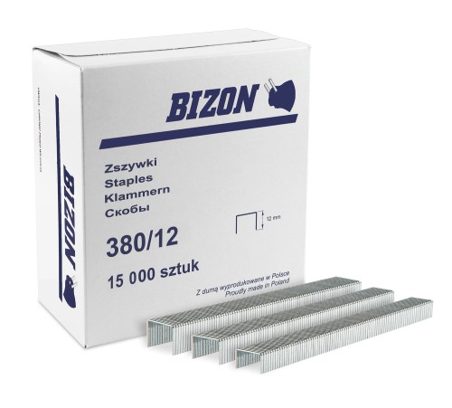 Zszywki stolarskie BIZON typ 380 / 12 mm, typ 80, 15000 szt.