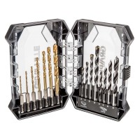 GRAPHITE 55H225 Zestaw wierteł 15 szt do metalu HSS 2-8 mm, do betonu 4-8 mm, do drewna 4-8 mm