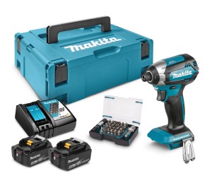 MAKITA DTD153RTJ Zakrętarka udarowa 18V 170 Nm  + 2 x akumulator 5 Ah + ładowarka + makpac + bity