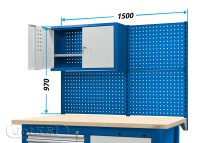JOTKEL 21306 Nadbudowa z tablicami i szafką narzędziową do stołu warsztatowego o szer. 1500 mm