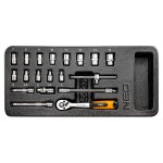 NEO TOOLS 84-237 Wkład do szuflad - klucze nasadowe 1/4" zestaw 19 szt.