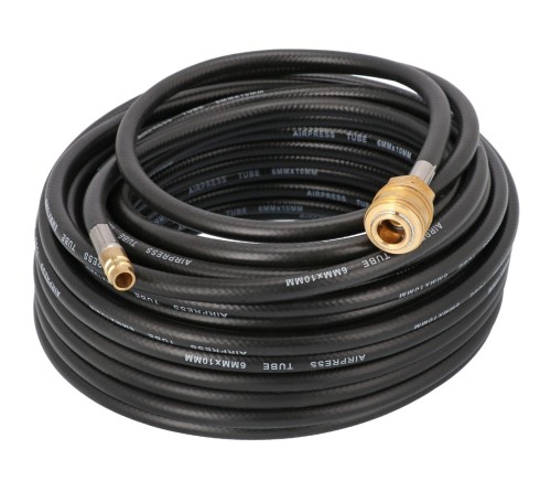 AIRPRESS 40462 Wąż pneumatyczny gumowy 10 x 6 mm, 20 m, okuty