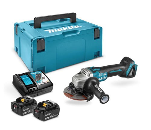 MAKITA DGA506RTJ Akumulatorowa szlifierka kątowa 125 mm w skrzynce makpac + 2 x 5 Ah + ładowarka