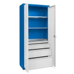 JOTKEL 23172 Szafa uniwersalna 3 półki ocynkowane + duży zestaw szuflad