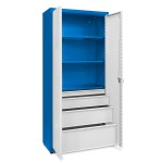 JOTKEL 23182 Szafa uniwersalna 3 półki malowane + duży zestaw szuflad