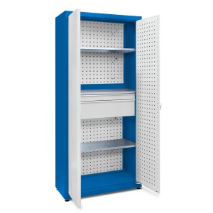 JOTKEL 23173 Szafa uniwersalna 3 półki ocynkowane + mały zestaw szuflad + tablice perforowane