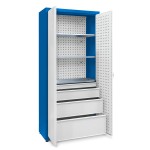 JOTKEL 23184 Szafa uniwersalna 3 półki ocynkowane + duży zestaw szuflad + tablice perforowane