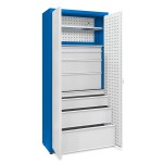 JOTKEL 23192 Szafa uniwersalna 2 półki ocynk + 2 duże zestawy szuflad + tablice perforowane