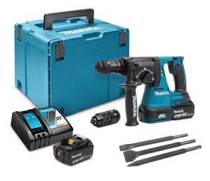 MAKITA DHR243RTJ Młotowiertarka akumulatorowa SDS-Plus 2J + 2 x bateria 5 Ah + ładowarka + dłuta