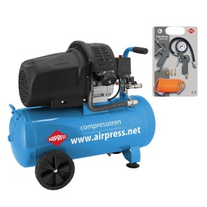 AIRPRESS Kompresor HL 425-50 8 bar 3 KM 392 l/min 50 l + zestaw akcesoriów