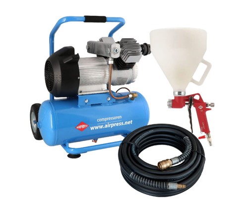 AIRPRESS 36826-SET Zestaw do tynkowania - kompresor LM 25-350 + wąż pneumatyczny + pistolet do tynkowania