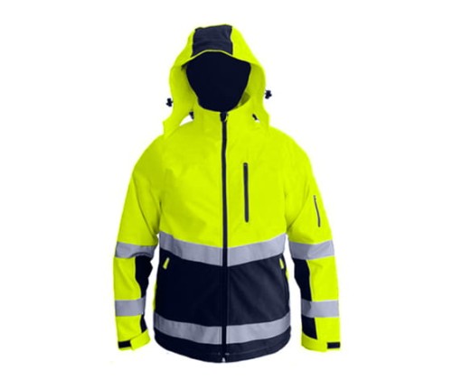 SNOW HAWK Kurtka Softshell  ostrzegawcza z kapturem żółta