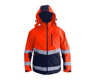 SNOW HAWK Kurtka Softshell  ostrzegawcza z kapturem pomarańczowa