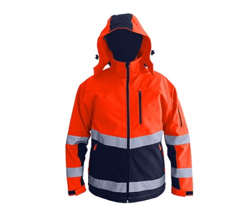SNOW HAWK Kurtka Softshell  ostrzegawcza z kapturem pomarańczowa