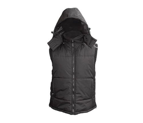 CONSORTE HOODIE Ocieplana kamizelka / bezrękawnik z odpinanym kapturem kolor czarny