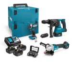 MAKITA Zestaw combo narzędzi 18 V DHR243 młotowiertarka SDS Plus + DTD153 zakrętarka udarowa 170 Nm + DGA504 szlifierka kątowa 125 mm + 3 x bateria 5 Ah + bity