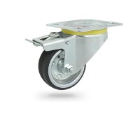 6H Koło metalowo-gumowe  w obudowie skrętnej z hamulcem o śr. 80 mm