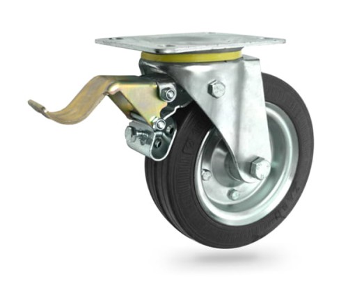 55NH Koło metalowo-gumowe  w obudowie skrętnej z hamulcem o śr. 180 mm