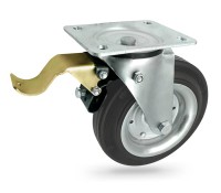 65H Koło metalowo-gumowe  w obudowie skrętnej z hamulcem o śr. 200 mm