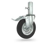 ZR65NWH Koło metalowo-gumowe do rusztowań z rurą w obudowie skrętnej z hamulcemo o śr. 200 mm