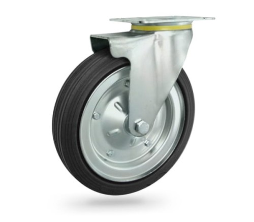 92 Koło metalowo-gumowe  w obudowie skrętnej o śr. 250 mm