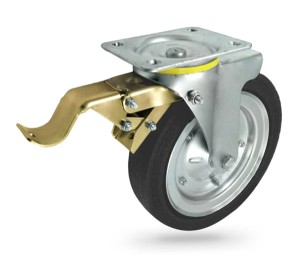 95H Koło metalowo-gumowe  w obudowie skrętnej z hamulcem o śr. 250 mm