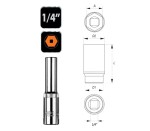 NEO TOOLS 08-488 Nasadka 6-kątna długa 1/4" 4,5 mm