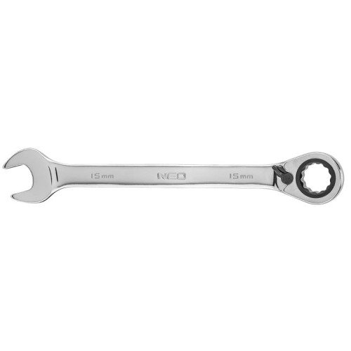 NEO TOOLS 09-327 Klucz płasko-oczkowy z grzechotką i przełącznikiem 15 mm CrV