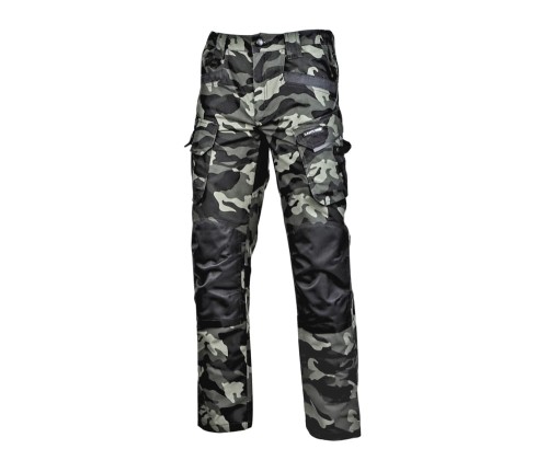 LAHTI PRO L40519 Spodnie bojówki Slim Fit ze wzmocnieniami, zielone moro