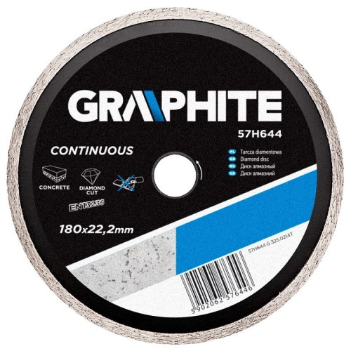 GRAPHITE 57H644 Tarcza diamentowa 180 x 22.2 mm, pełna