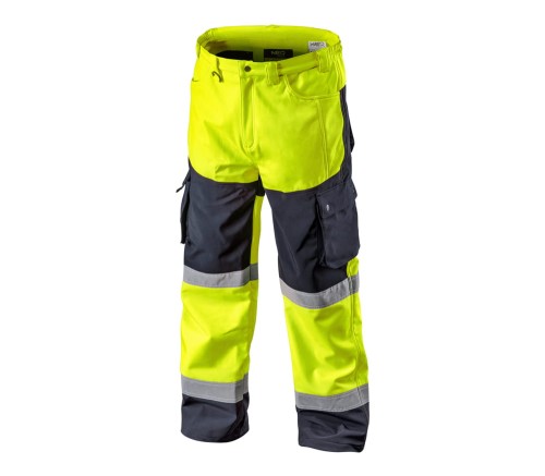 NEO TOOLS 81-750 Spodnie robocze do pasa ostrzegawcze softshell żółte