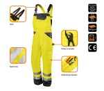 NEO TOOLS 81-777 Spodnie robocze ogrodniczki ostrzegawcze żółte