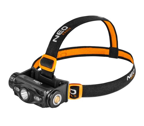 NEO TOOLS 99-028 Latarka czołowa akumulatorowa USB 1000 lm + czerwony / niebieski CREE LED + LED