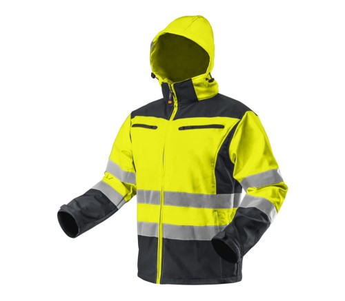 NEO TOOLS 81-700 Kurtka robocza ostrzegawcza Softshell z kapturem, żółta