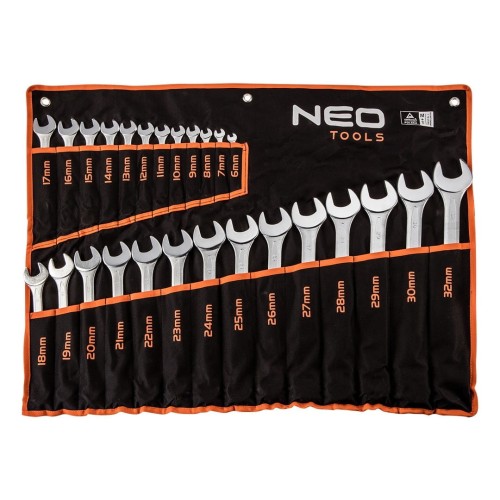 NEO TOOLS 09-754 Klucze płasko-oczkowe 6 - 32 mm, zestaw 26 szt.