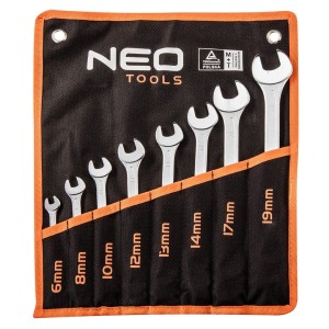 NEO TOOLS 09-751 Klucze płasko-oczkowe 6 - 19 mm, zestaw 8 szt.