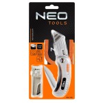 NEO TOOLS 63-710 Nóż uniwersalny składany, ostrze trapezowe + nóż, nylonowe etui + 5 ostrzy