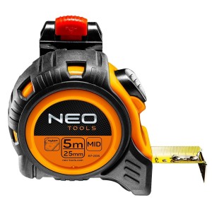 NEO TOOLS 67-205 Miara zwijana stalowa 5 m x 25 mm, auto-stop, zaczep