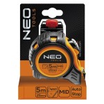 NEO TOOLS 67-205 Miara zwijana stalowa 5 m x 25 mm, auto-stop, zaczep