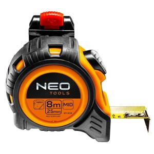 NEO TOOLS 67-208 Miara zwijana stalowa 8 m x 25 mm, auto-stop, zaczep