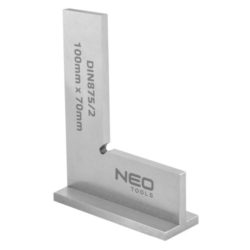 NEO TOOLS 72-031 Kątownik stalowy ze stopką, 100 x 70 mm, DIN875/2