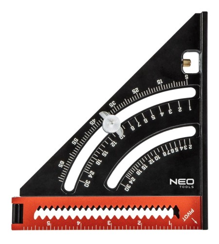 NEO TOOLS 72-105 Kątownik aluminiowy 150 mm, ekierka budowlana z linijką i stopką