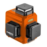 NEO TOOLS 75-104 Laser 3D płaszczyznowy 15 m, czerwony, walizka, tarcza celownicza, magnetyczny uchwyt, ładowarka