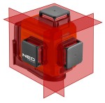 NEO TOOLS 75-104 Laser 3D płaszczyznowy 15 m, czerwony, walizka, tarcza celownicza, magnetyczny uchwyt, ładowarka
