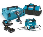 MAKITA Zestaw narzędzi 18V DGP180 smarownica akumulatorowa + DTW700 klucz udarowy 1/2" 700 Nm + 2 x bateria 5 Ah + ładowarka + skrzynka + torba